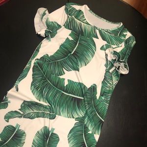 Tropical Dress with Ruffle Cap Sleeves